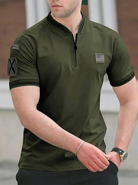     			BEAUE Men Polyester Regular Fit Self Design Polo T Shirt ( Green )