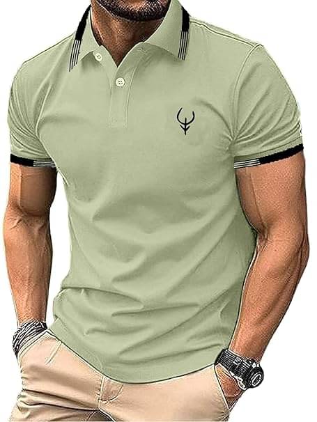     			BEAUE Men Polyester Regular Fit Self Design Polo T Shirt ( Green )