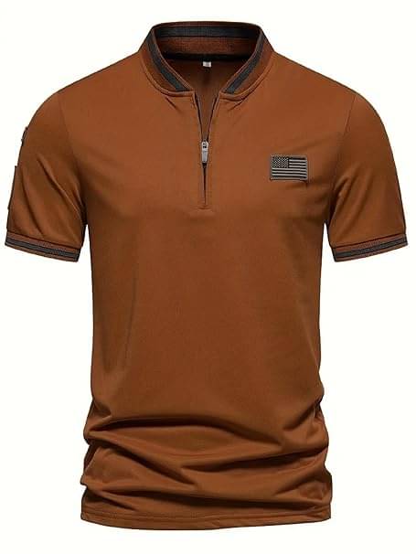     			BEAUE Men Polyester Regular Fit Self Design Polo T Shirt ( Rust )