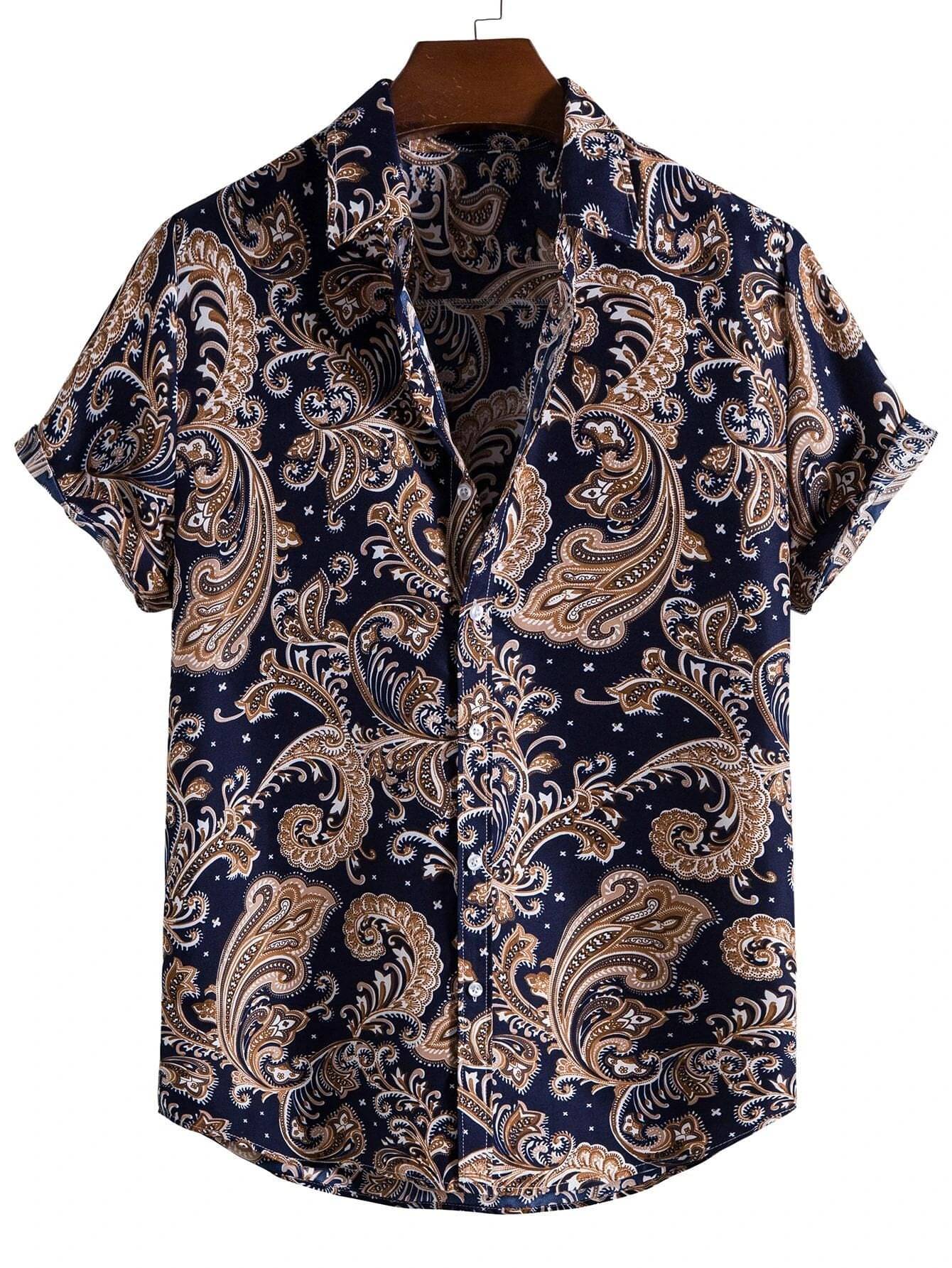     			BEAUE Poly Cotton Regular Fit Printed Half Sleeves Men's Casual Shirt - Blue ( Pack of 1 )