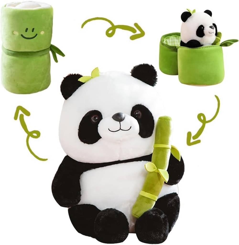     			Cute Panda Plush with Bamboo, Kawaii Soft Stuffed Animals Toy, Plushies Doll Gifts for Kids Girls Boys Birthday Valentine (Panda in Bamboo)