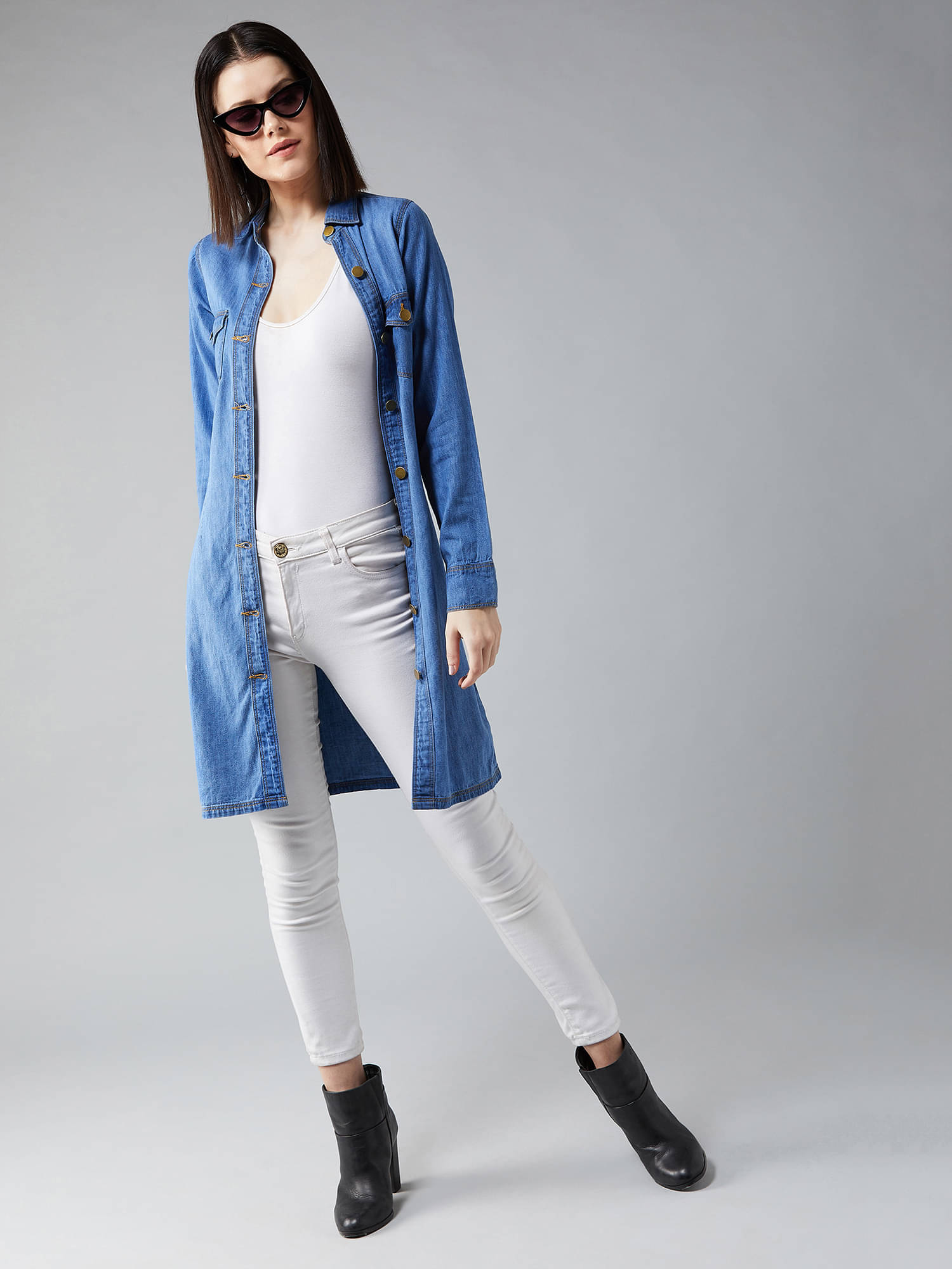     			Dolce Crudo - Cotton Blue Denim Jacket Pack of 1