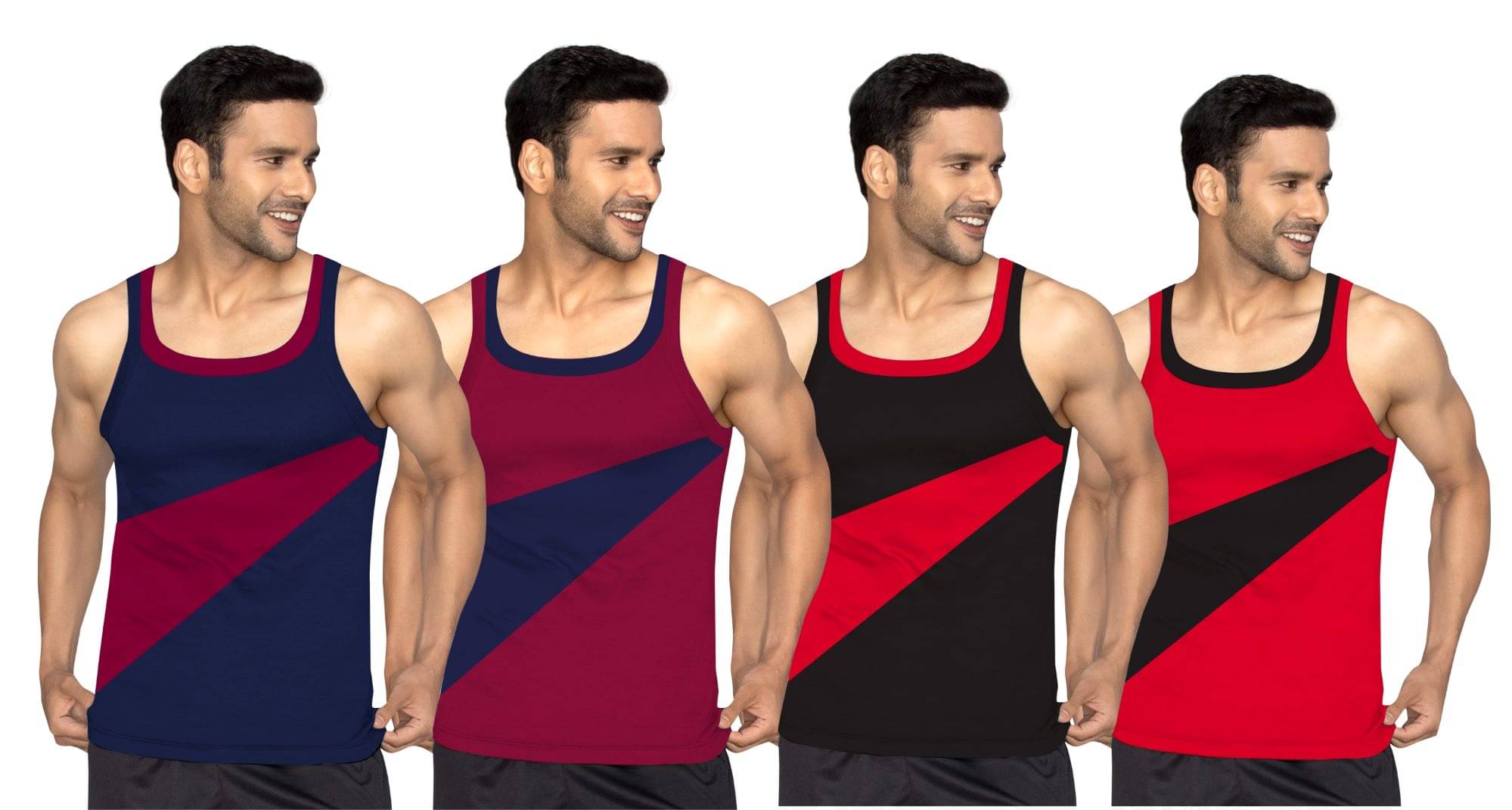 Drako Pack of 4 Cotton Basic Vest For Men ( Multicolor ) Drako Pack of 4 Cotton Basic Vest For Men ( Multicolor )