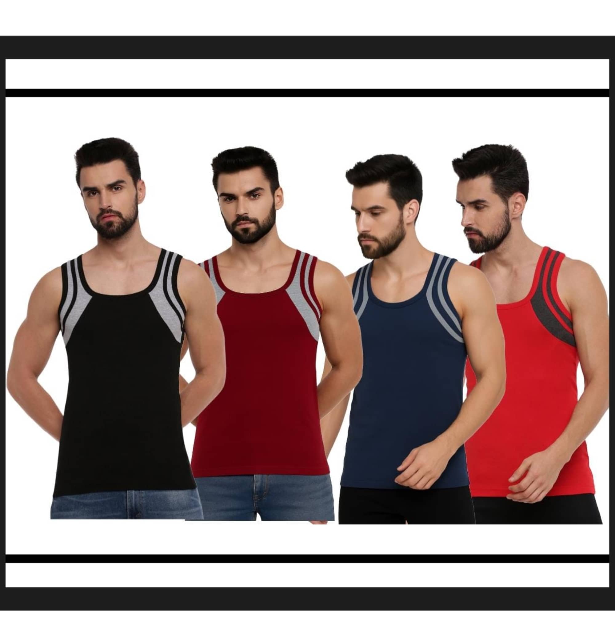 Drako Pack of 4 Cotton Basic Vest For Men ( Multicolor ) - Nightwear & Loungewear | Buy online on ZillyBuy