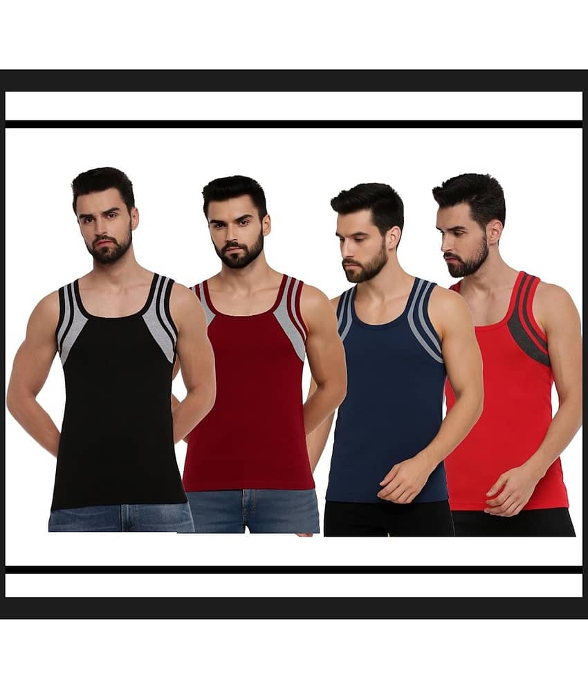 Drako Pack of 4 Cotton Basic Vest For Men ( Multicolor ) - Nightwear & Loungewear | Buy online on ZillyBuy