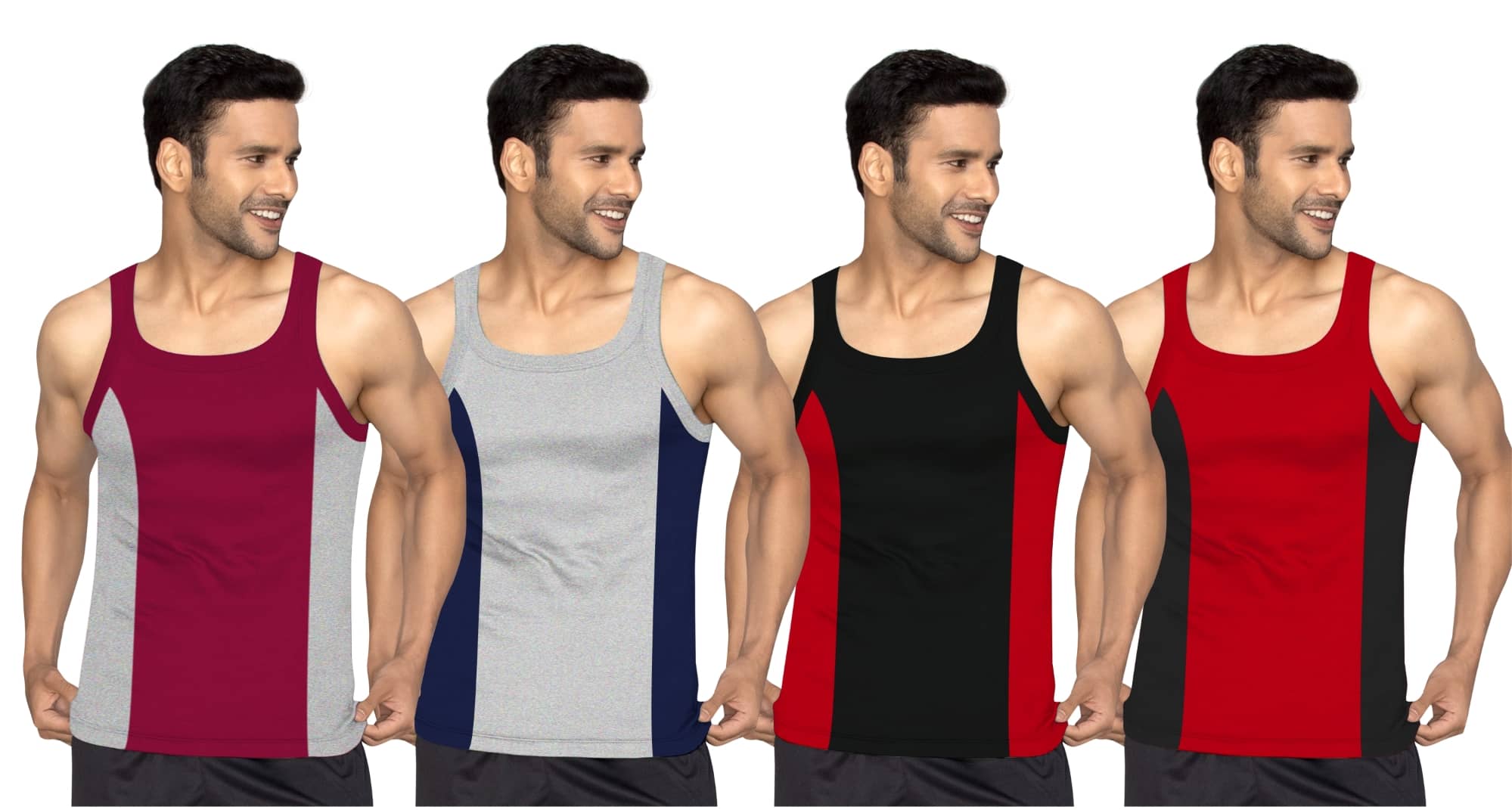 Drako Pack of 4 Cotton Basic Vest For Men ( Multicolor ) - Nightwear & Loungewear | Buy online on ZillyBuy