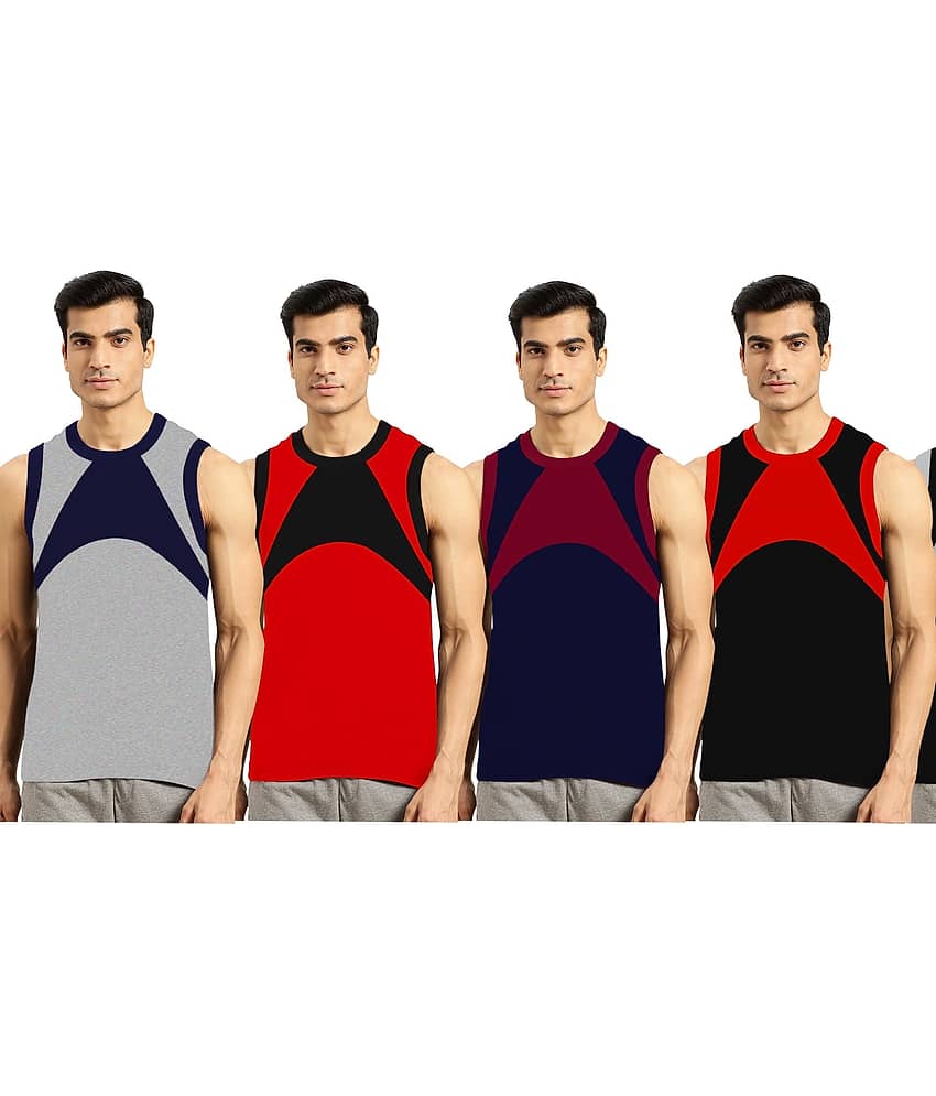 Drako Pack of 4 Cotton Basic Vest For Men ( Multicolor ) - Nightwear & Loungewear | Buy online on ZillyBuy