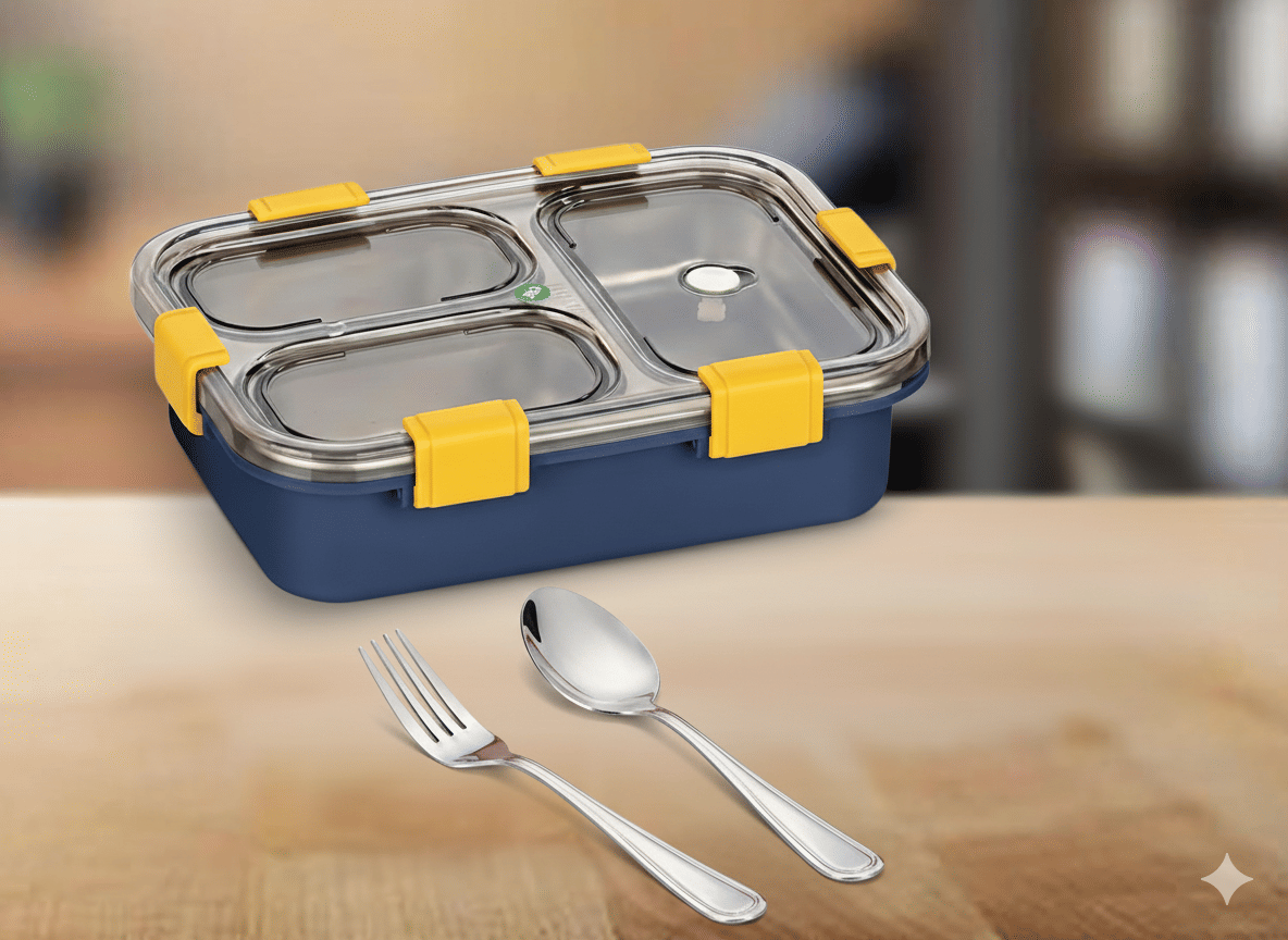     			Dreamy Delights ZenBite Stainless Steel School Lunch Boxes 3 - Container ( Pack of 1 )