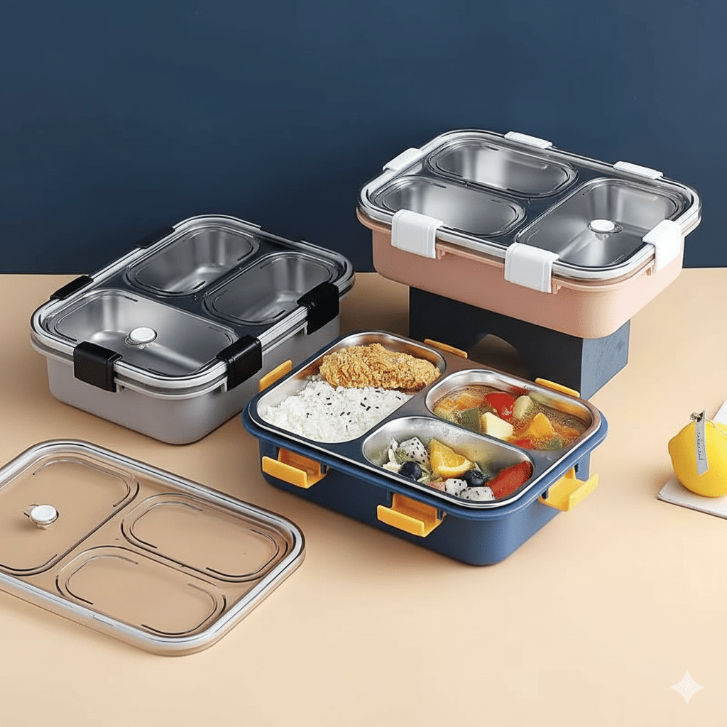     			Dreamy Delights ZenBite Stainless Steel School Lunch Boxes 3 - Container ( Pack of 1 )