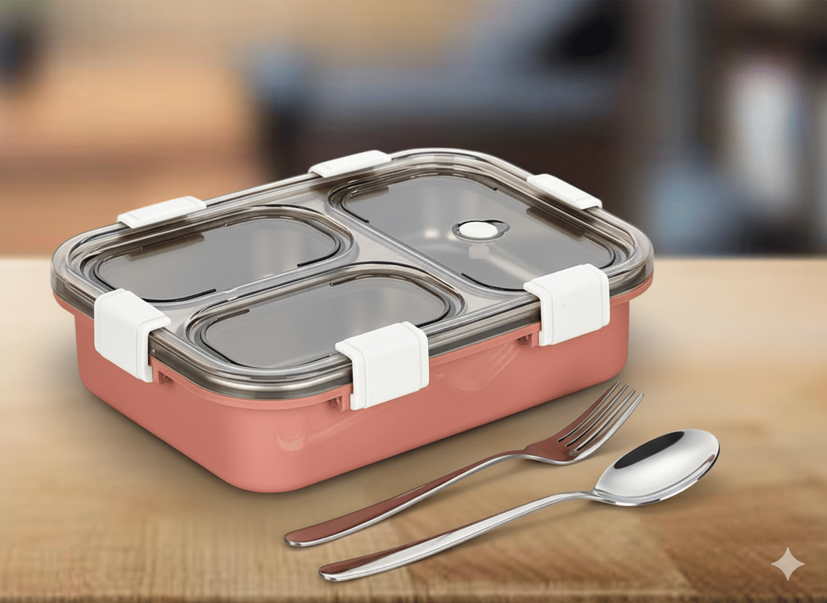     			Dreamy Delights ZenBite Stainless Steel School Lunch Boxes 3 - Container ( Pack of 1 )