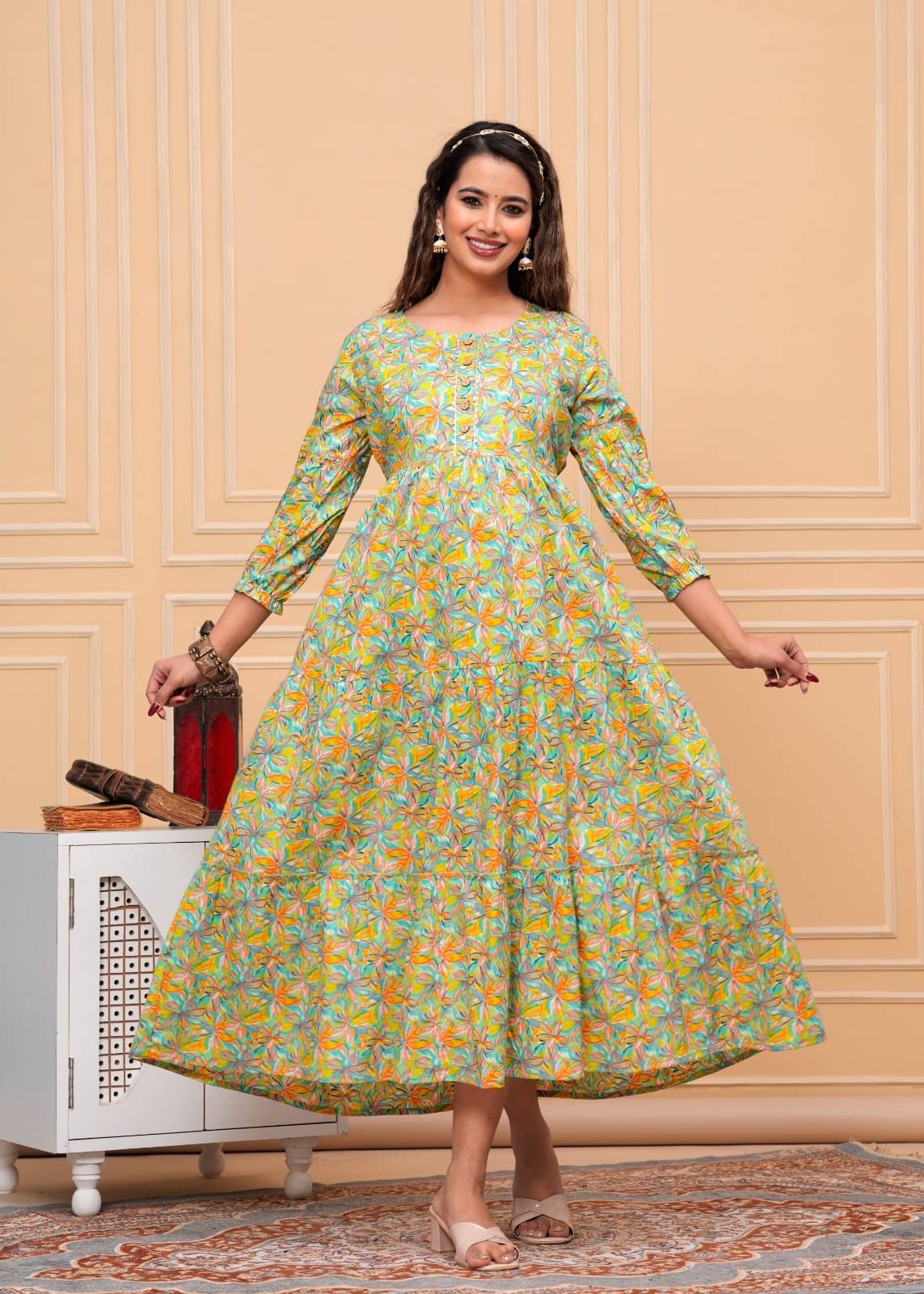     			Fashion Swag Women Cotton Printed Maternity Dress ( Green )