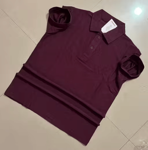     			Generic Charvneet enterprises Men Cotton Blend Regular Fit Solid Polo T Shirt ( Wine )