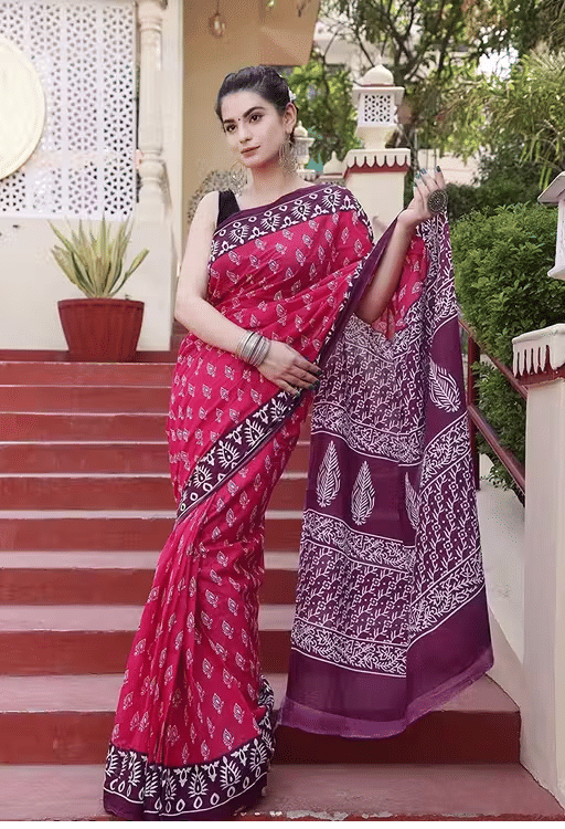     			Hastshilpi Cotton Printed Bandhani Sarees With Unstitched Blouse Piece ( Pink )