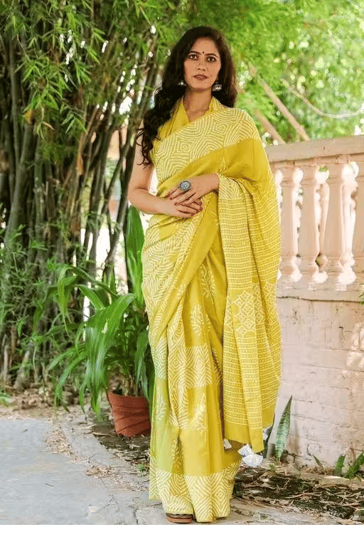     			Hastshilpi Cotton Printed Bandhani Sarees With Unstitched Blouse Piece ( Green )