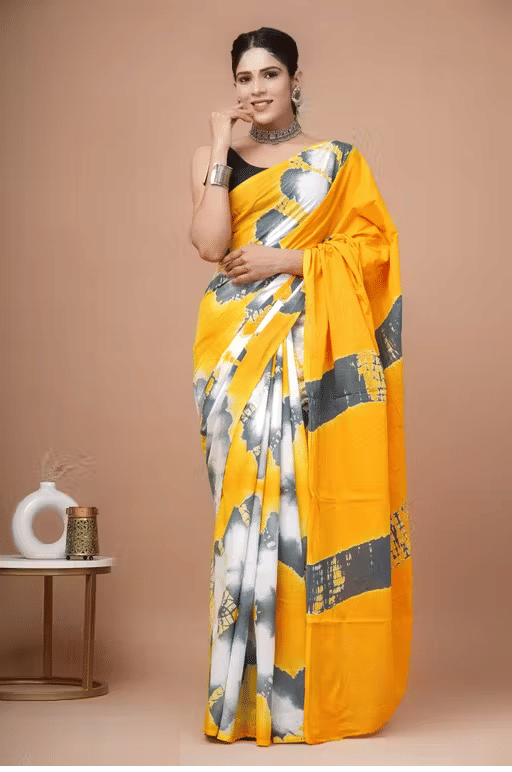     			Hastshilpi Cotton Printed Bandhani Sarees With Unstitched Blouse Piece ( Orange )