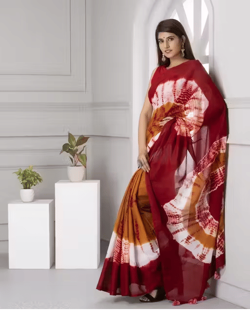 Hastshilpi Cotton Printed Bandhani Sarees With Unstitched Blouse Piece ( Maroon )     			Hastshilpi Cotton Printed Bandhani Sarees With Unstitched Blouse Piece ( Maroon )