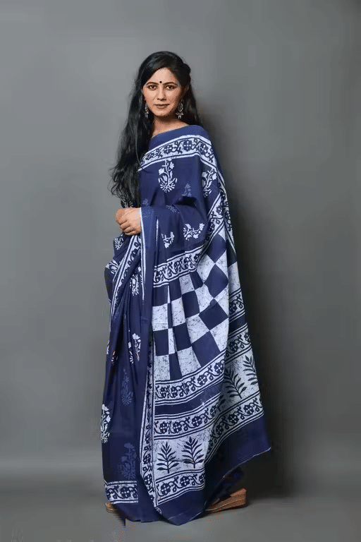 Hastshilpi Cotton Printed Bandhani Sarees With Unstitched Blouse Piece ( Blue )     			Hastshilpi Cotton Printed Bandhani Sarees With Unstitched Blouse Piece ( Blue )