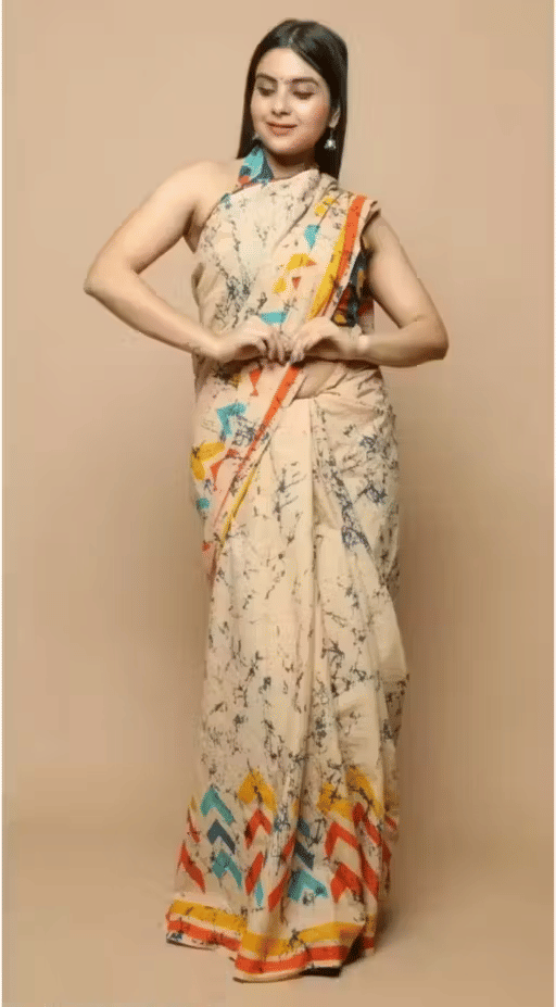     			Hastshilpi Cotton Printed Bandhani Sarees With Unstitched Blouse Piece ( Beige1 )