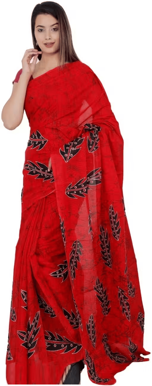     			Hastshilpi Cotton Printed Bandhani Sarees With Unstitched Blouse Piece ( Red )