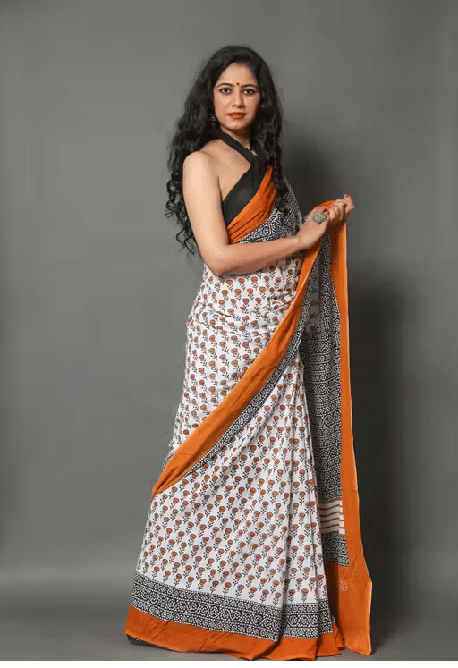     			Hastshilpi Cotton Printed Bandhani Sarees With Unstitched Blouse Piece ( Orange )