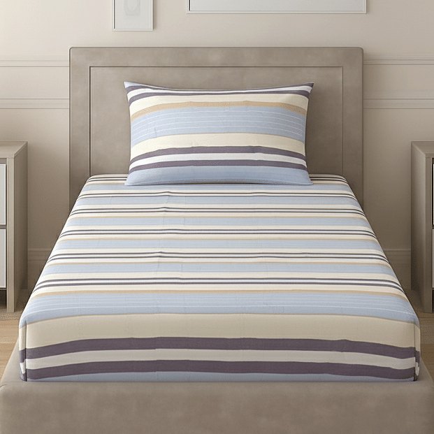 Hombella Poly Cotton 1 Single Bedsheet with 1 Pillow Cover ( Multicolor ) Hombella Poly Cotton 1 Single Bedsheet with 1 Pillow Cover ( Multicolor )