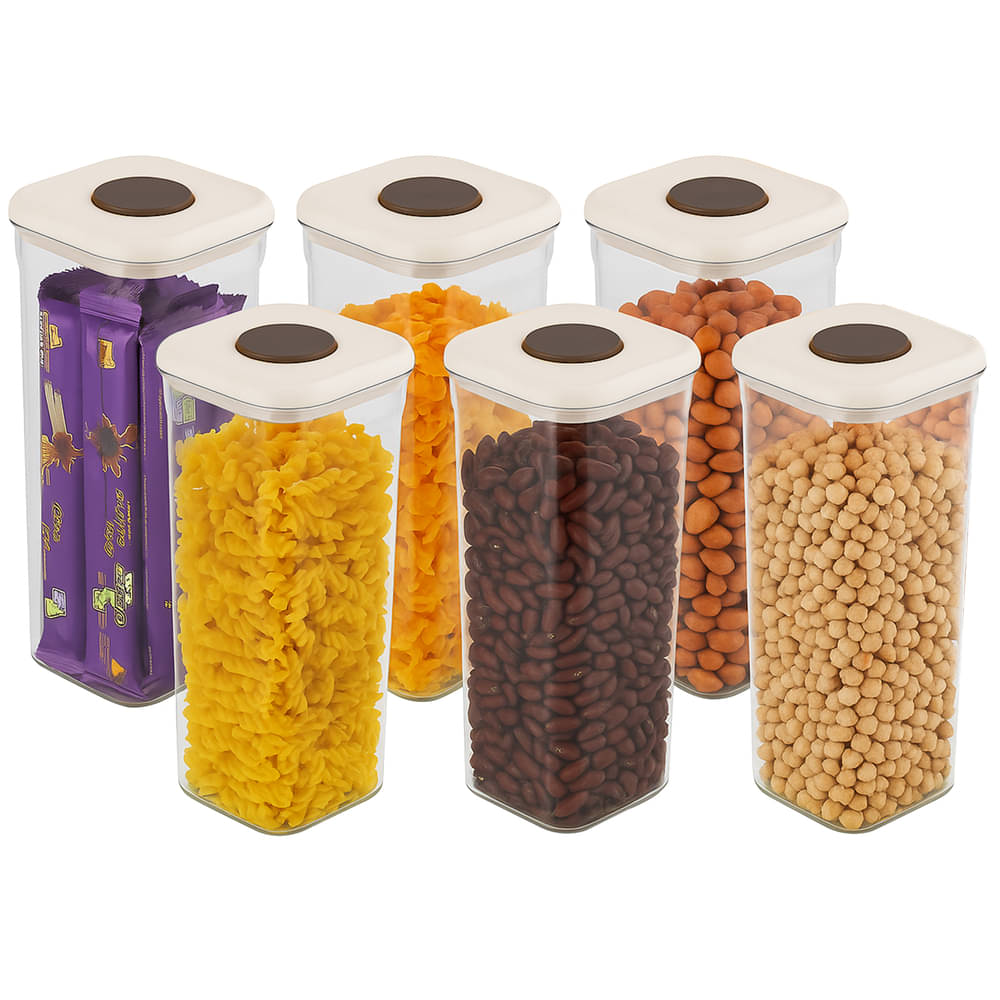     			Home Puff Plastic White Food Container ( Set of 6 )