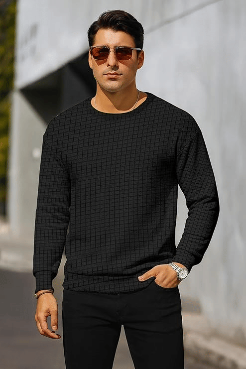     			KCON Fleece Round Neck Men's Sweatshirt - Black ( Pack of 1 )