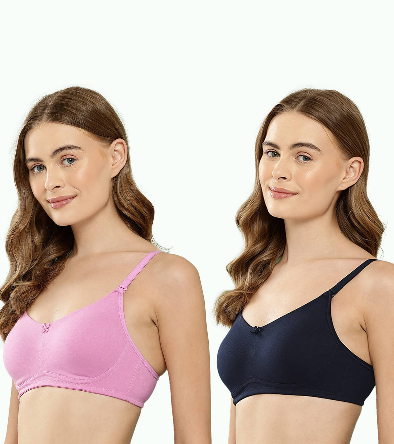     			Leading Lady Pack of 2 Cotton Non Padded Everyday Bra For Women ( Light Blue )