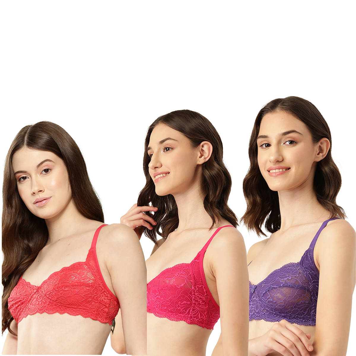 Leading Lady Pack of 3 Nylon Non Padded Everyday Bra For Women ( Pink )     			Leading Lady Pack of 3 Nylon Non Padded Everyday Bra For Women ( Pink )