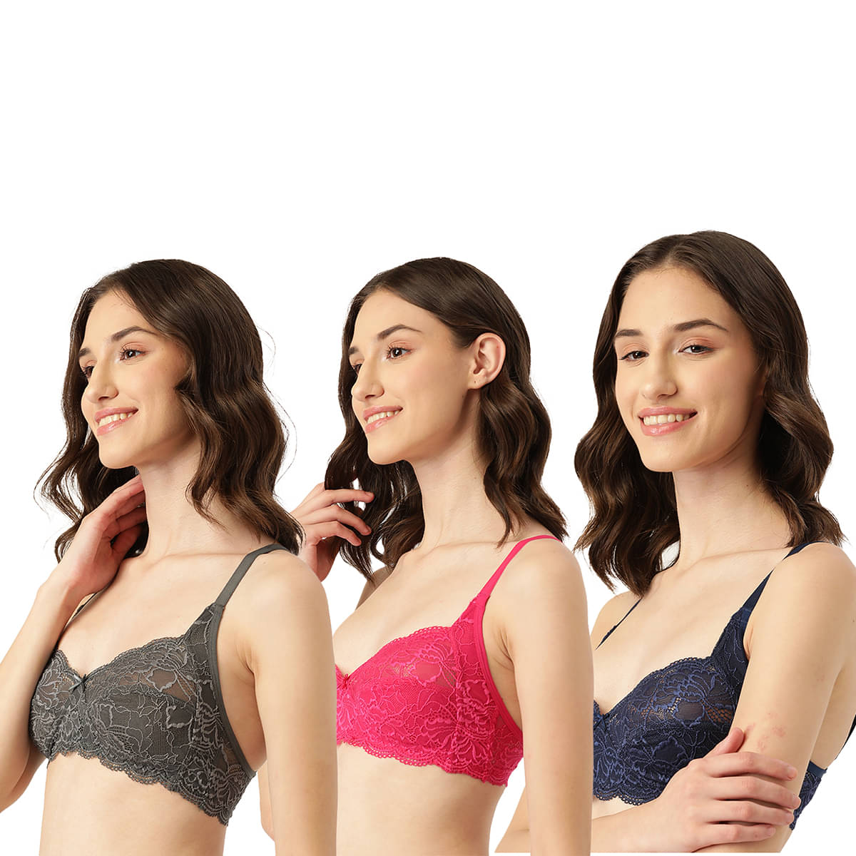 Leading Lady Pack of 3 Nylon Non Padded Everyday Bra For Women ( Grey ) Leading Lady Pack of 3 Nylon Non Padded Everyday Bra For Women ( Grey )