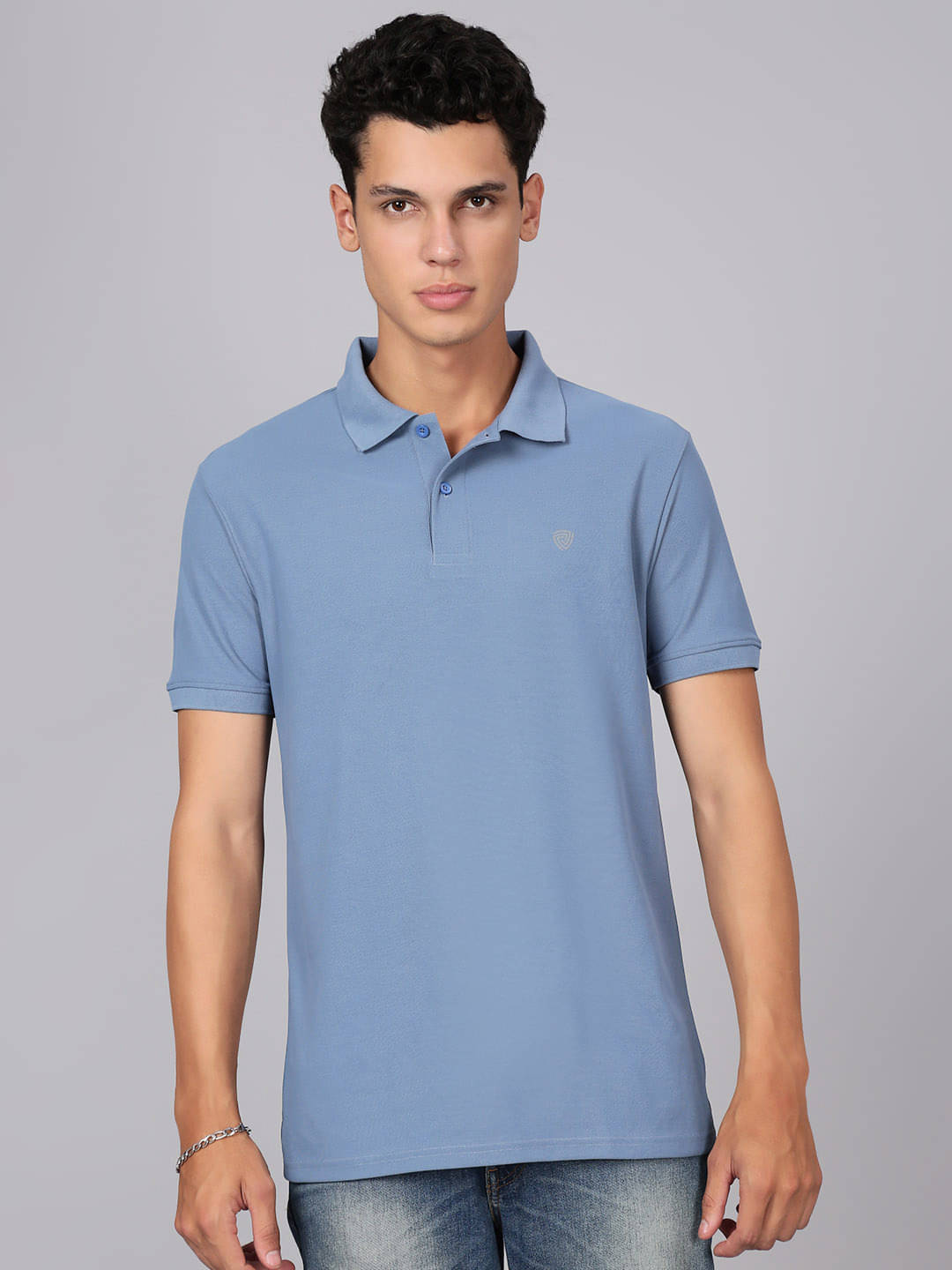     			Lux Cozi Men Cotton Blend Regular Fit Solid Polo T Shirt ( Blue )