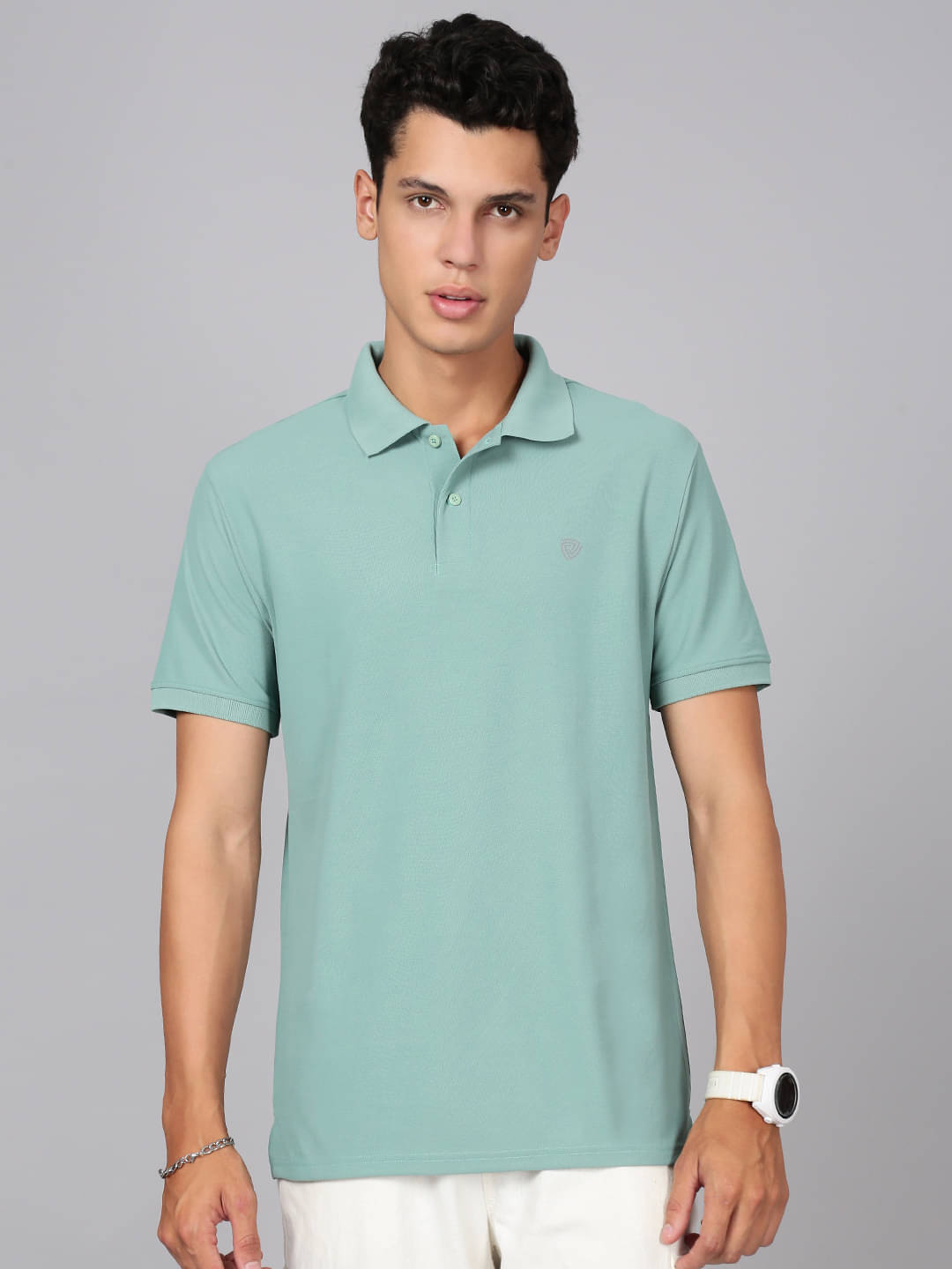Lux Cozi Men Cotton Blend Regular Fit Solid Polo T Shirt ( Green )     			Lux Cozi Men Cotton Blend Regular Fit Solid Polo T Shirt ( Green )