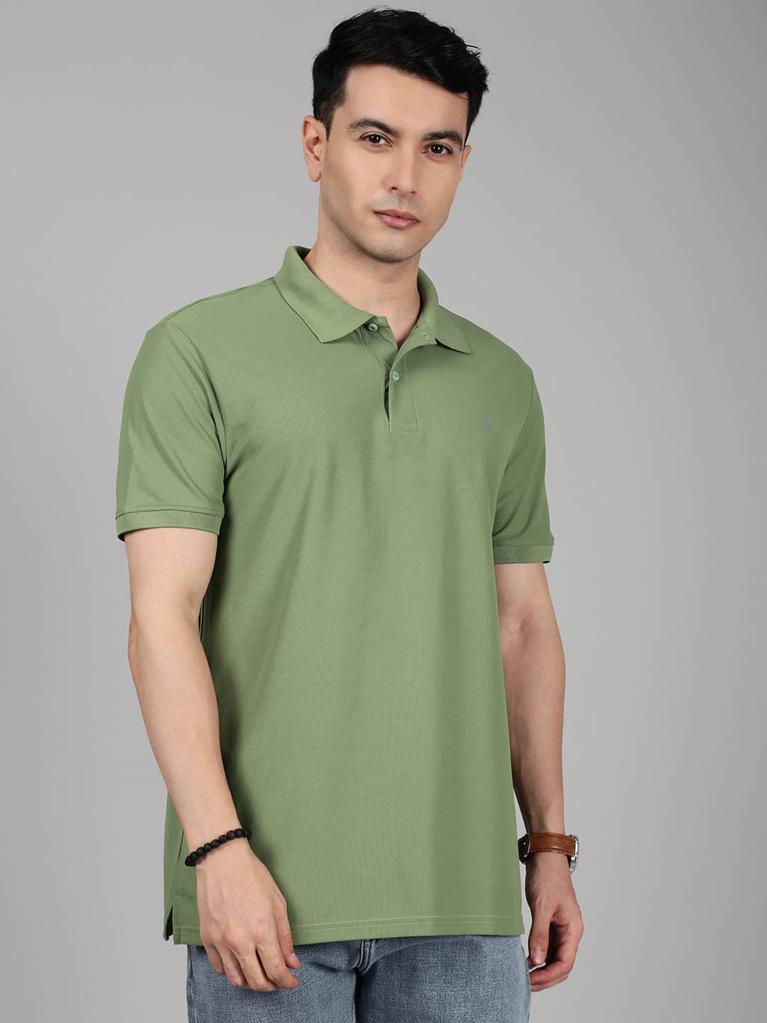 Lux Cozi Men Cotton Blend Regular Fit Solid Polo T Shirt ( Olive Green )     			Lux Cozi Men Cotton Blend Regular Fit Solid Polo T Shirt ( Olive Green )
