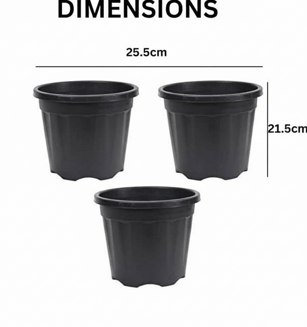 MTE Nursery Planter Pot Black Color UV Treated Gardening Pots Size 10 Inches Set of 3 Piece MTE Nursery Planter Pot Black Color UV Treated Gardening Pots Size 10 Inches Set of 3 Piece