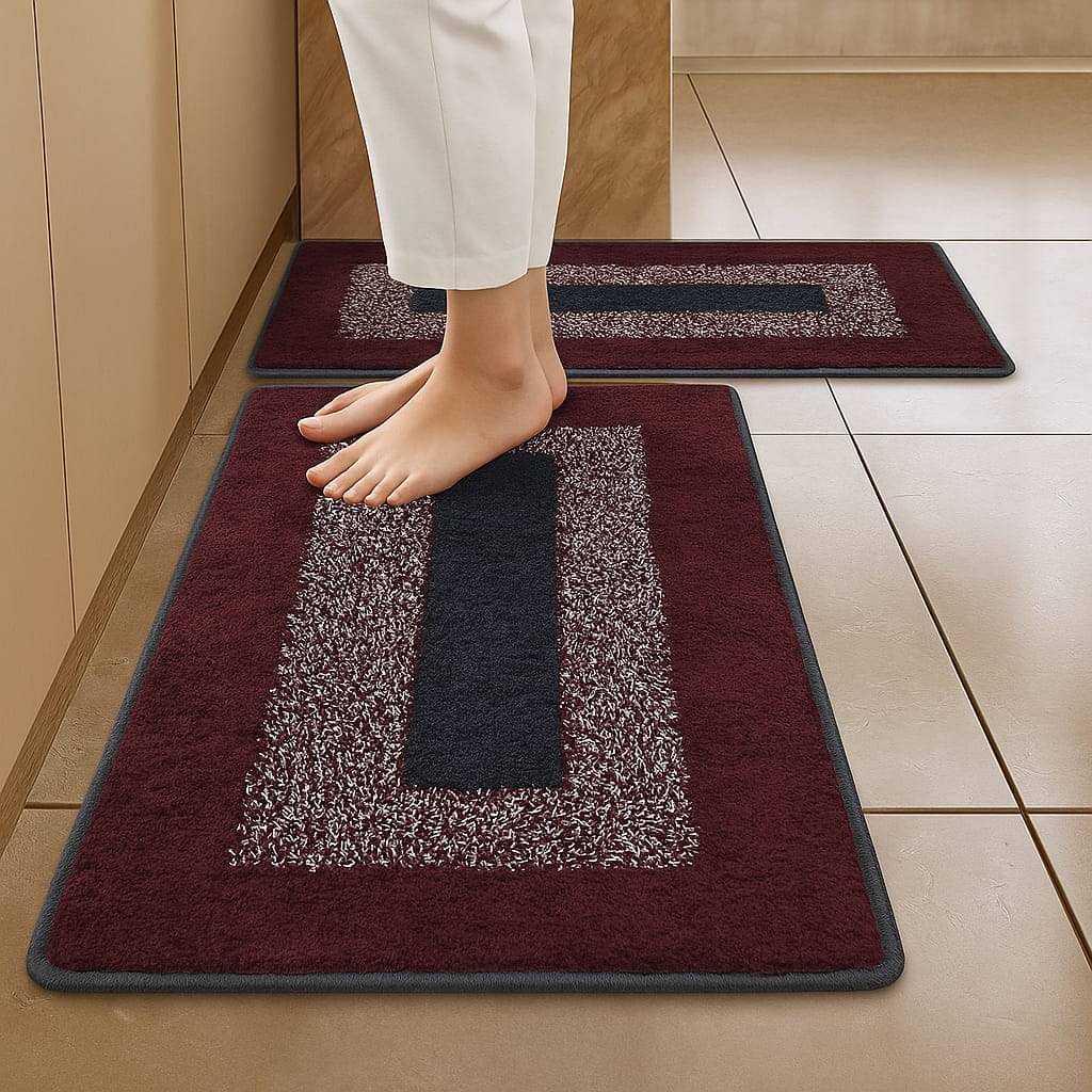     			Matveda Maroon Cotton Rectangular Floor Mat ( Pack of 2 )