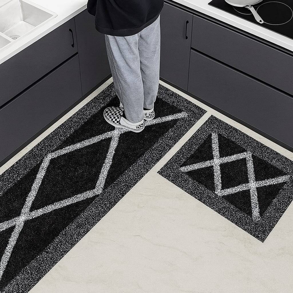     			Matveda Navy Cotton Rectangular Floor Mat ( Pack of 2 )