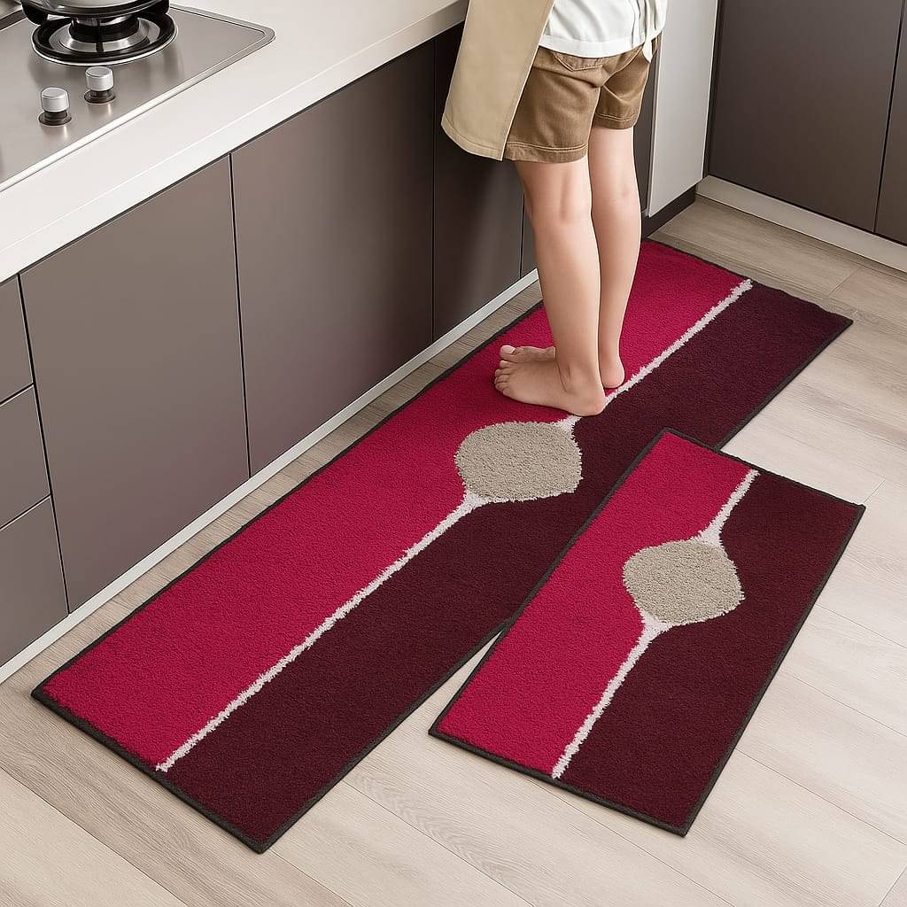     			Matveda Pink Cotton Rectangular Floor Mat ( Pack of 2 )