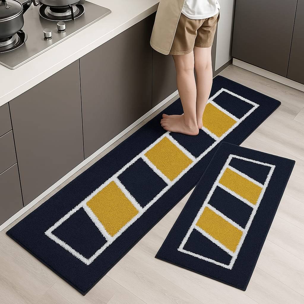     			Matveda Yellow Cotton Rectangular Floor Mat ( Pack of 2 )