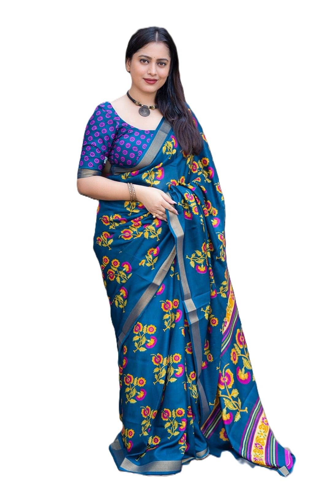     			PANZORA Crepe Solid Regular Saree Without Blouse Piece ( Blue )