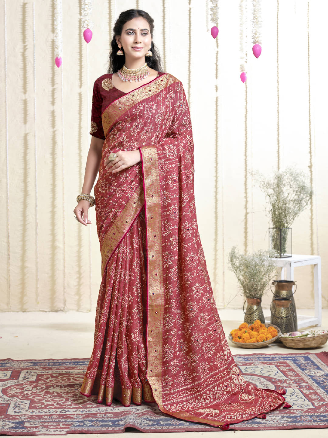 PANZORA Silk Solid Regular Saree Without Blouse Piece ( Red ) PANZORA Silk Solid Regular Saree Without Blouse Piece ( Red )
