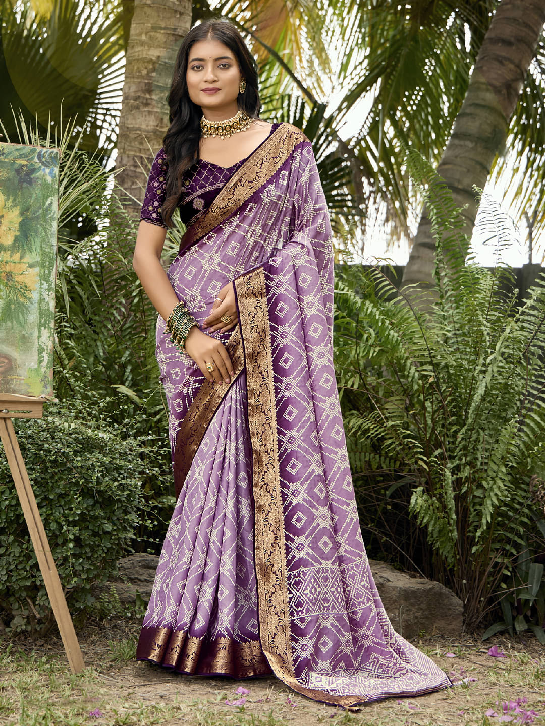     			PANZORA Silk Solid Regular Saree Without Blouse Piece ( Lavender )