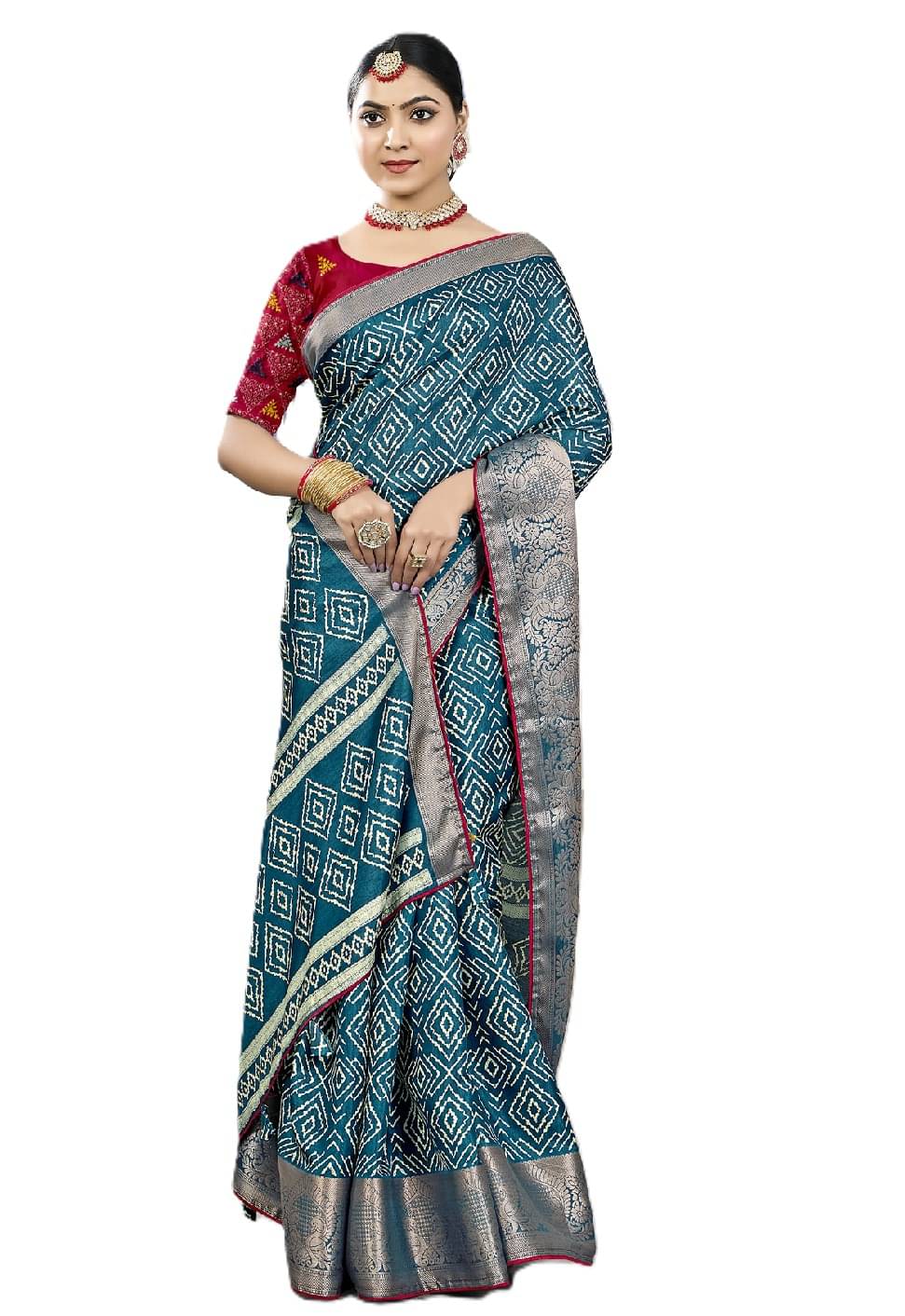     			PANZORA Silk Solid Regular Saree Without Blouse Piece ( Blue )