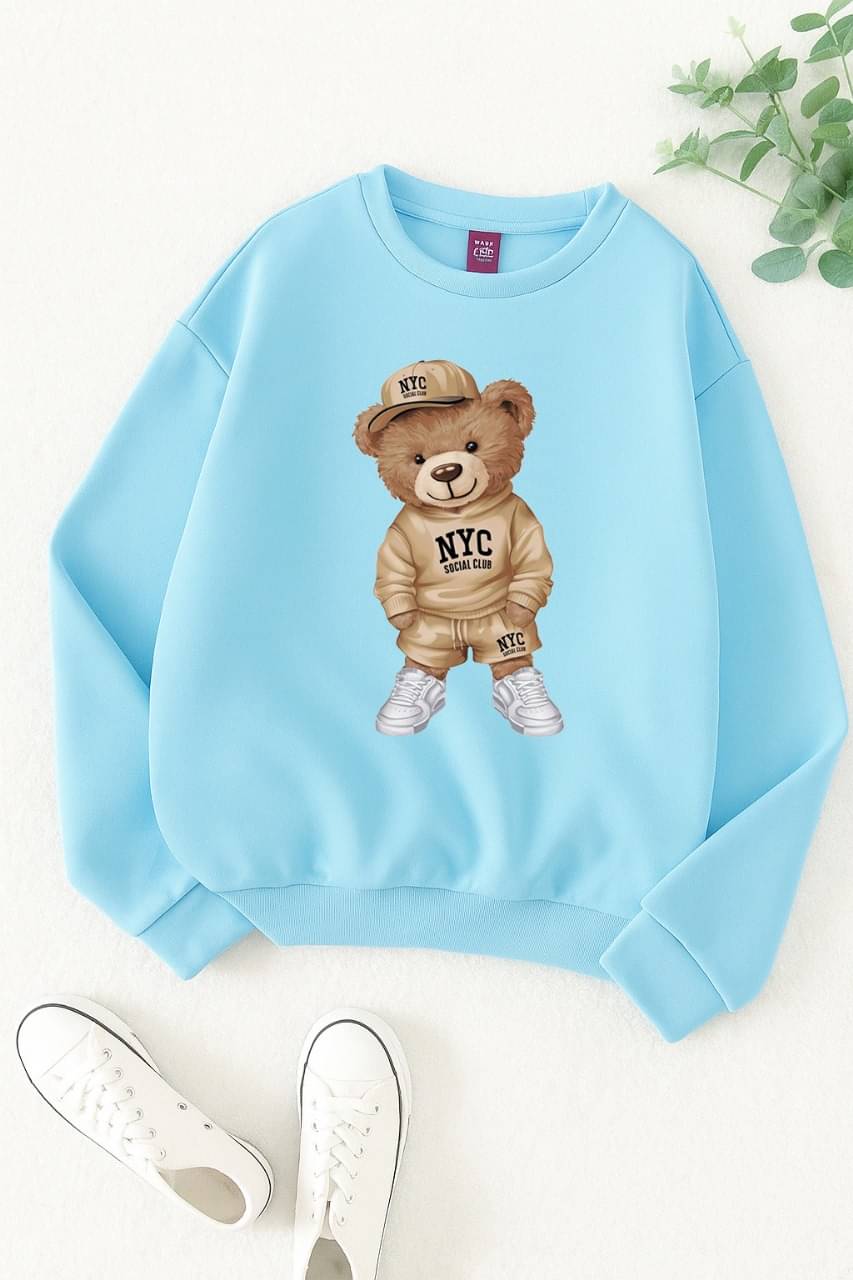     			PERSONALITEE Fleece Round Neck Men's Sweatshirt - Light Blue ( Pack of 1 )
