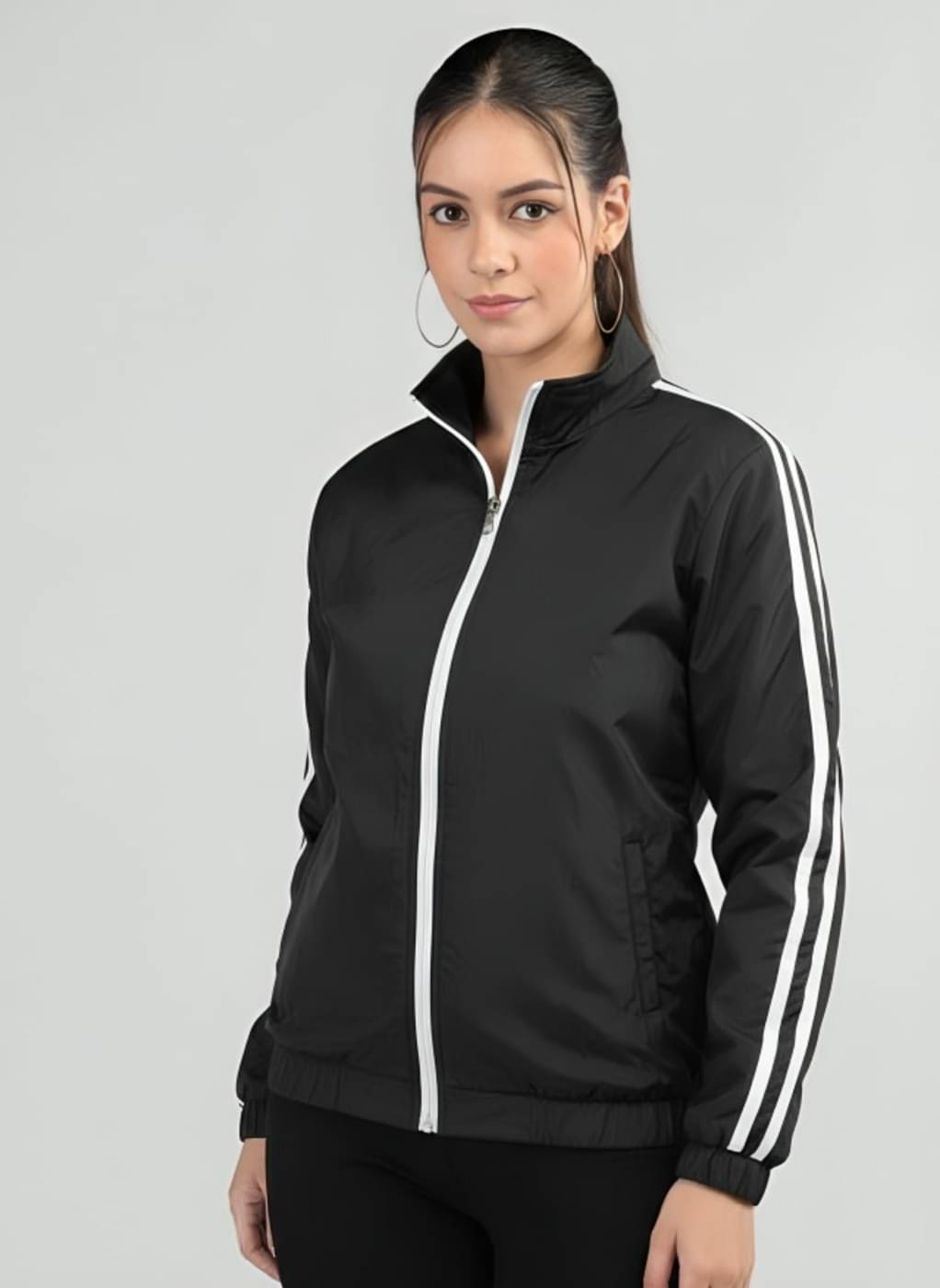     			PLUS PARADISE - Polyester Blend Black Bomber Jackets Pack of 1