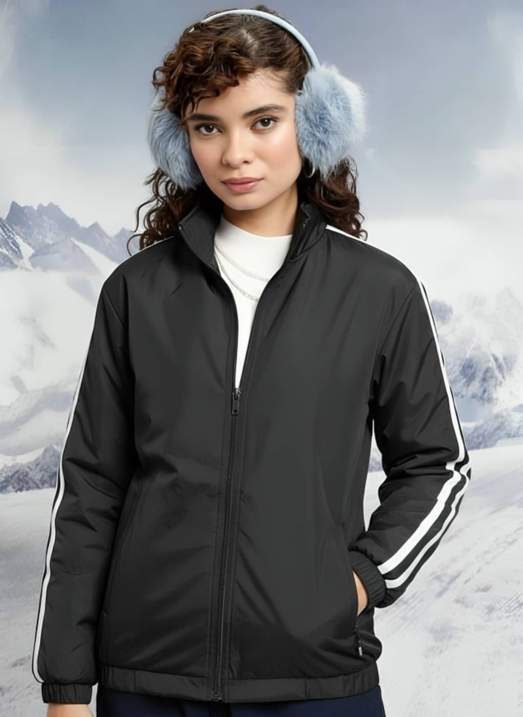     			PLUS PARADISE - Polyester Blend Black Bomber Jackets Pack of 1