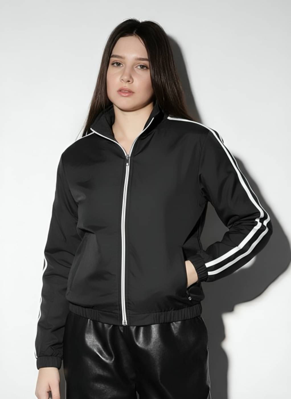     			PLUS PARADISE - Polyester Blend Black Bomber Jackets Pack of 1