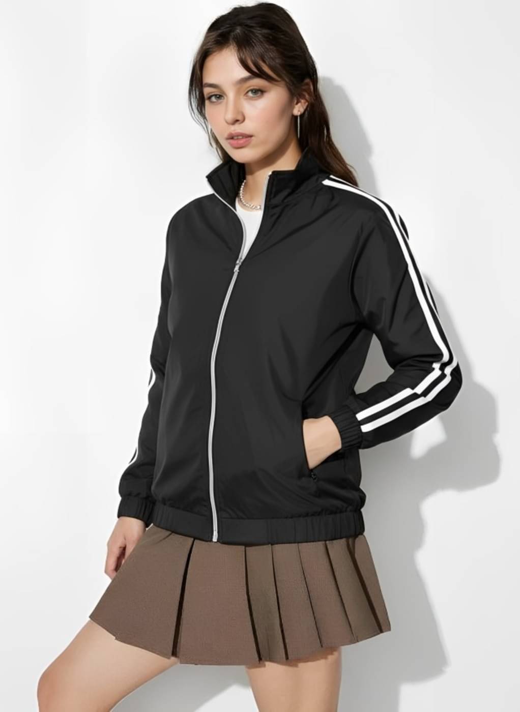    			PLUS PARADISE - Polyester Blend Black Bomber Jackets Pack of 1