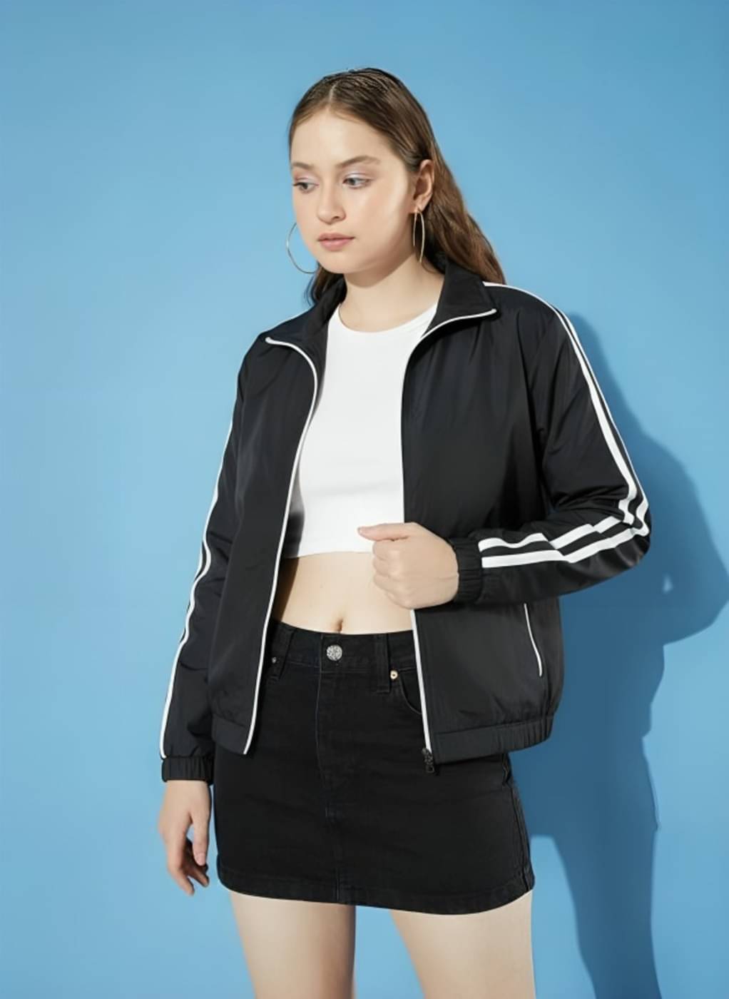     			PLUS PARADISE - Polyester Blend Black Bomber Jackets Pack of 1