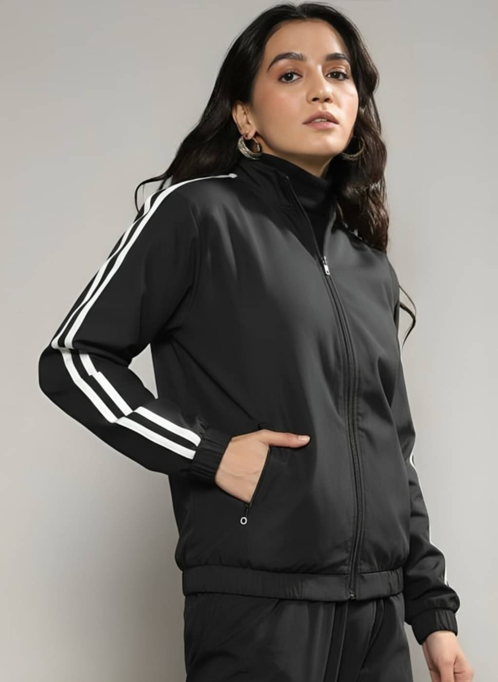     			PLUS PARADISE - Polyester Blend Black Bomber Jackets Pack of 1