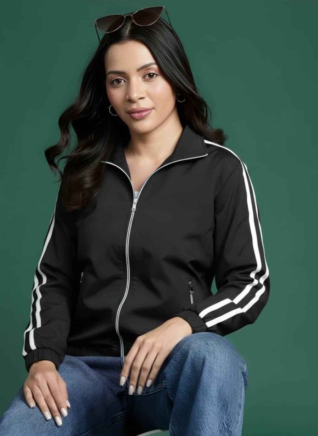     			PLUS PARADISE - Polyester Blend Black Bomber Jackets Pack of 1